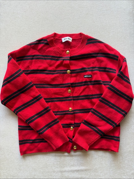 Miu Miu Sweaters - MIU MIU Red Black Stripe / Shetland Knit Wool Sweater / IT 38 / Small